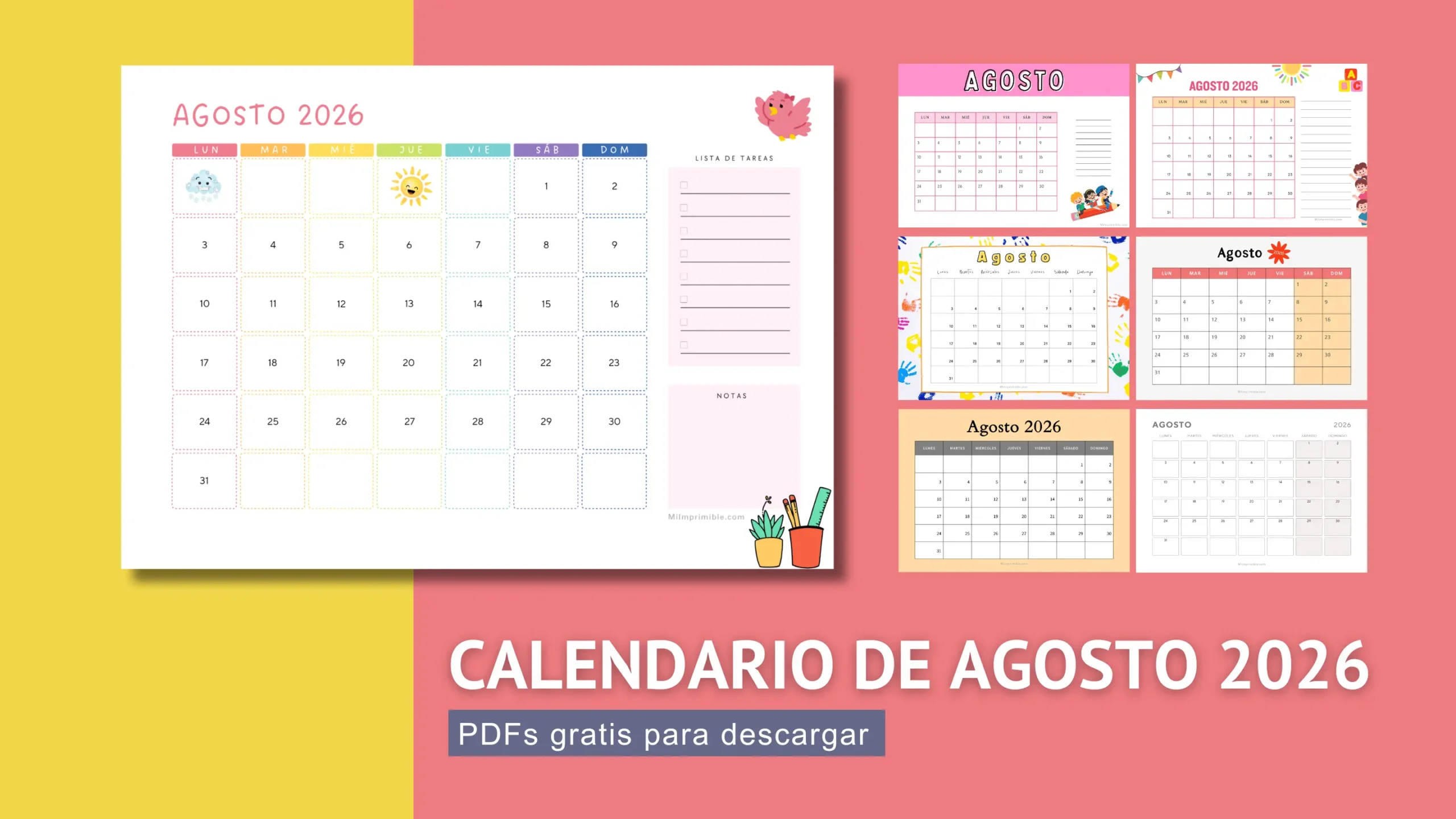 Calendario de Agosto 2026