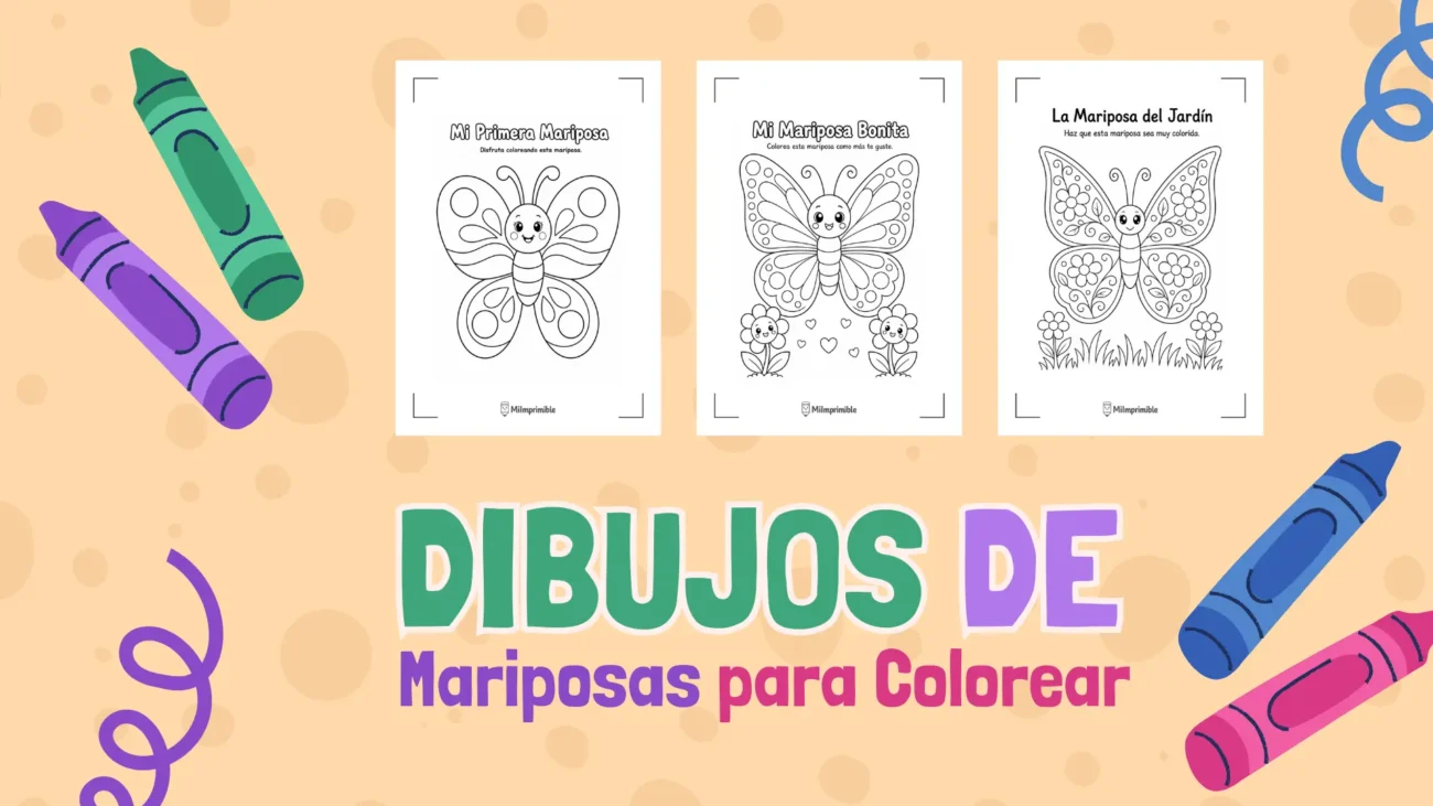 Dibujos de mariposas para colorear gratis en PDF, seis diseños distintos para imprimir
