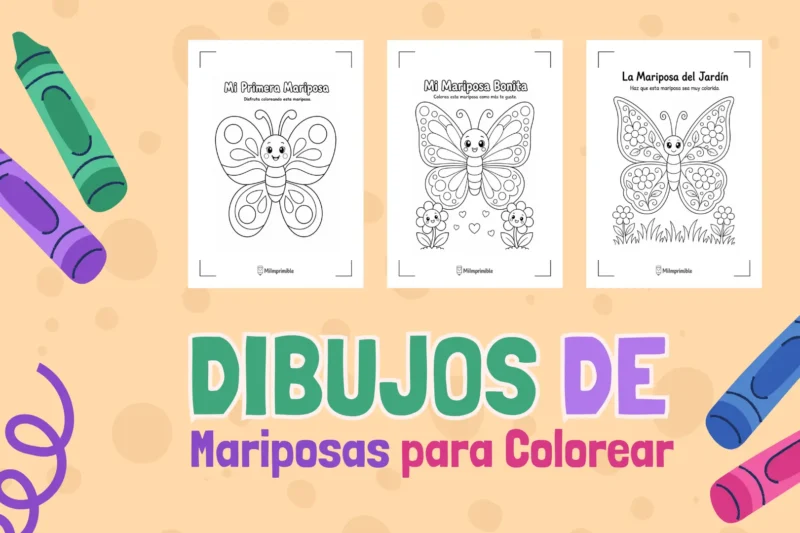 Dibujos de mariposas para colorear gratis en PDF, seis diseños distintos para imprimir
